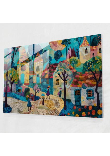 Büyüleyici Köy Cam Duvar Sanatı - Post-Empresyonizm, Cam Baskı, Cam Sanatı, Cam Duvar Sanatı, 45X30