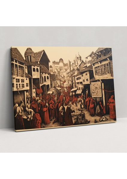 Ortaçağ Pazarı Duvar Sanatı - Ortaçağ, Ortaçağ, Pazar, Duvar Sanatı, 50X30