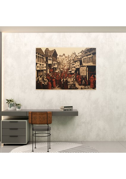 Ortaçağ Pazarı Duvar Sanatı - Ortaçağ, Ortaçağ, Pazar, Duvar Sanatı, 50X30 fiyatları