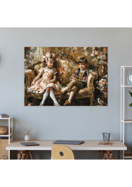 Rokoko Tarzı Resim Oynak Çocuk Kanvas Tablo - Rokoko, Kanvas Tablo, Ev Dekorasyonu, Kanvas Tablo, 50X30 fiyatları