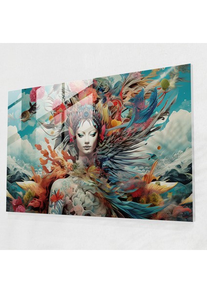 Mitoloji Cam Baskı: Gerçeküstü Karışık Teknik Kolaj - Mitoloji, Mitoloji, Kolaj, Gerçeküstü, 45X30