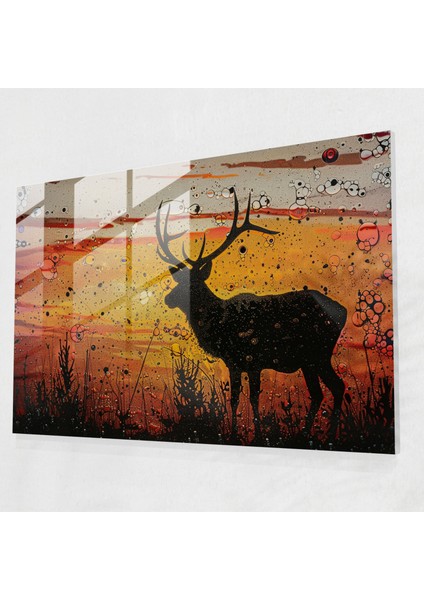 Pointilizm Hayvan Silüeti Cam Baskı - Pointilizm, Pointilizm, Modern Sanat, Cam Duvar Sanatı, 45X30