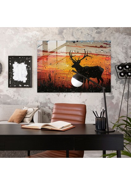 Pointilizm Hayvan Silüeti Cam Baskı - Pointilizm, Pointilizm, Modern Sanat, Cam Duvar Sanatı, 45X30 fiyatları