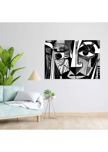 Pablo Picasso Kanvas Tablo - Pablo Picasso, Ev Dekorasyonu, Siyah Beyaz, Duvar Sanatı, 50X30