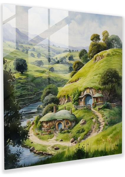 Middle Earth Cam Duvar Sanatı - Orta Dünya, Canlı Renkler, Güzellik, Hobbit Delikleri, 30X30