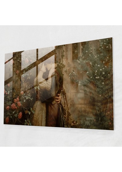 Romantik Aşıklar Cam Duvar Sanatı - Ön-Rafael Kardeşliği, Cam Duvar Sanatı, Duvar Dekorasyonu, Cam Sanatı, 90X60