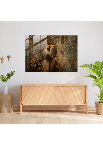 Romantik Aşıklar Cam Duvar Sanatı - Ön-Rafael Kardeşliği, Cam Duvar Sanatı, Duvar Dekorasyonu, Cam Sanatı, 90X60