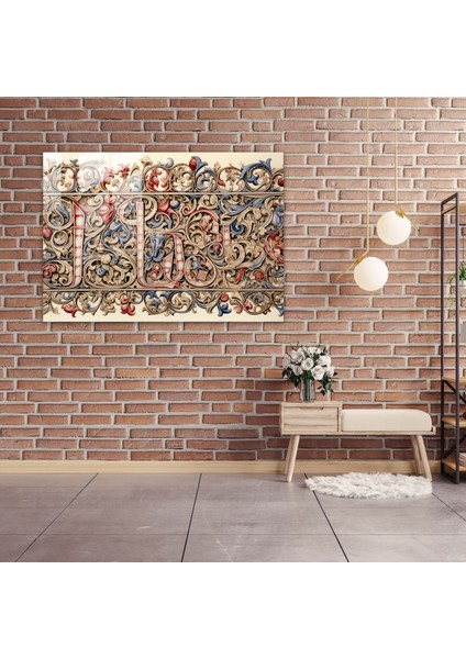 Ortaçağ Kaligrafi Cam Baskı - Ortaçağ, Elegance, Süslü Süslemeler, Ev Dekorasyonu, 45X30 fiyatları