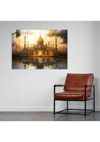 Zarif Cami Cam Duvar Sanatı - Cami, Modern Sanat, Gün Batımı, Sakin, 45X30 modelleri