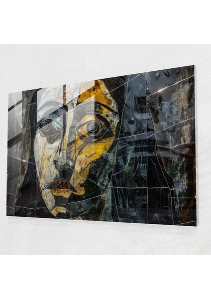 Pablo Picasso Cam Duvar Sanatı - Kübist Kadın Portresi - Pablo Picasso, Cam Duvar Sanatı, Pablo Picasso, Kübist Portre, 45X30
