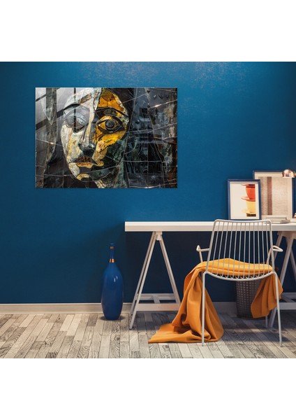 Pablo Picasso Cam Duvar Sanatı - Kübist Kadın Portresi - Pablo Picasso, Cam Duvar Sanatı, Pablo Picasso, Kübist Portre, 45X30