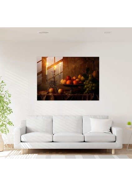 Rembrandt Cam Duvar Sanatı - Meyveli Natürmort - Rembrandt, Zarif Dekor, Cam Duvar Sanatı, Duvar Süslemesi, 45X30 fiyatları