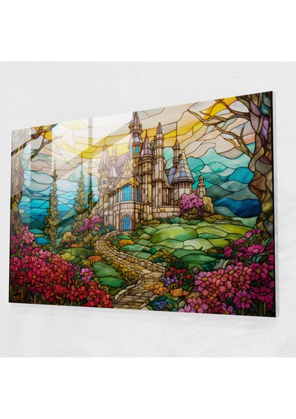 Ortaçağ Kalesi Cam Baskı - Ortaçağ, Kale, Cam Sanatı, Cam Baskı, 45X30