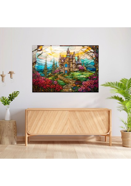 Ortaçağ Kalesi Cam Baskı - Ortaçağ, Kale, Cam Sanatı, Cam Baskı, 45X30 fiyatları