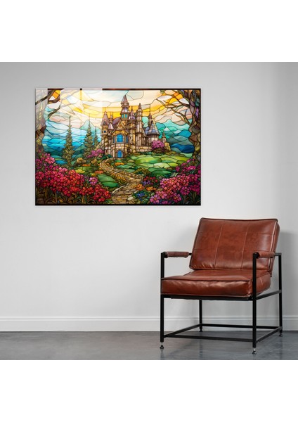 Ortaçağ Kalesi Cam Baskı - Ortaçağ, Kale, Cam Sanatı, Cam Baskı, 45X30 modelleri
