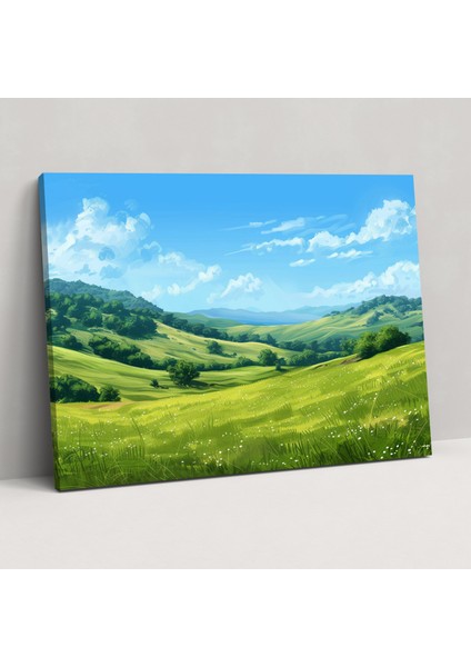 Gerçekçilik Kanvas Tablo: Rolling Hills Manzarası - Gerçekçilik, Kanvas Tablo, Duvar Sanatı, Kanvas Tablo, 50X30