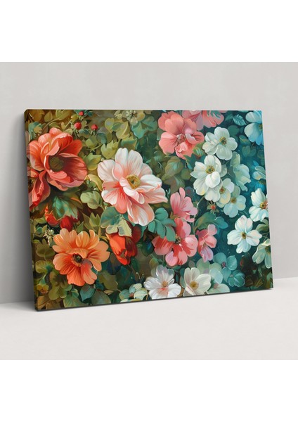 Rokoko Çiçek Kanvas Tablo - Rokoko Kanvas Tablo, Rokoko Tarzı Tablo, Ev Dekorasyonu, 50X30