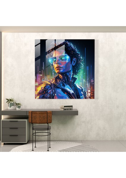 Michael Jackson Hologramlı Cam Baskı - Micheal Jackson, Michael Jackson, Cam Baskı, Neon Vurgular, 30X30 modelleri