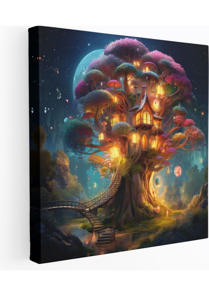 Orta Dünya Duvar Sanatı - Büyülü Ağaç Ev - Orta Dünya, Dijital Sanat, Duvar Dekorasyonu, Ev Dekorasyonu, 30X30