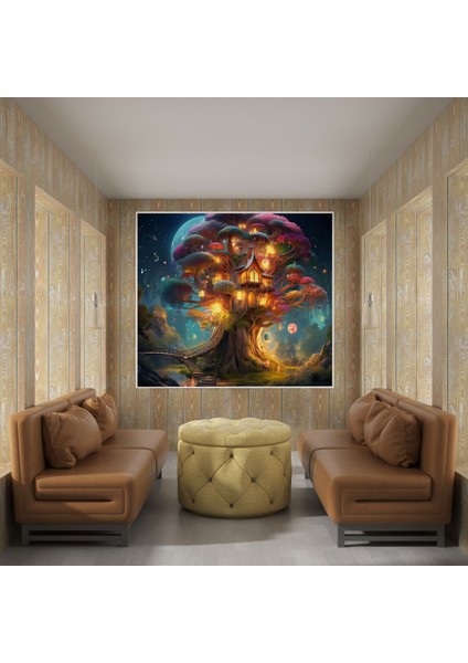 Orta Dünya Duvar Sanatı - Büyülü Ağaç Ev - Orta Dünya, Dijital Sanat, Duvar Dekorasyonu, Ev Dekorasyonu, 30X30 fiyatları