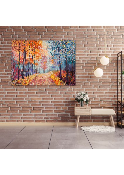 Mistik Orman Pointilizm Duvar Sanatı - Pointilizm, Duvar Dekorasyonu, Duvar Sanatı, Ev Dekorasyonu, 50X30