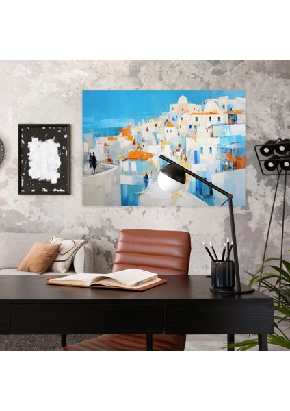 Santorini Duvar Sanatı - Santorini, Soyut Ekspresyonist Resim, Duvar Dekorasyonu, Duvar Sanatı, 50X30 fiyatları