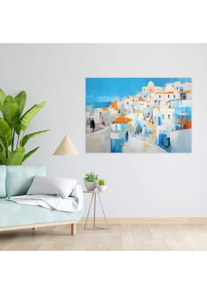 Santorini Duvar Sanatı - Santorini, Soyut Ekspresyonist Resim, Duvar Dekorasyonu, Duvar Sanatı, 50X30 modelleri