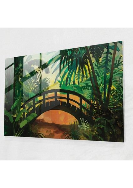 Post-Empresyonizm Cam Baskı - Köprülü Manzara Cam Duvar Sanatı - Post-Empresyonizm, Modern Sanat, Cam Duvar Sanatı, Ev Dekorasyonu, 45X30