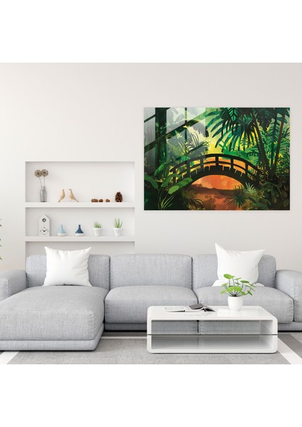 Post-Empresyonizm Cam Baskı - Köprülü Manzara Cam Duvar Sanatı - Post-Empresyonizm, Modern Sanat, Cam Duvar Sanatı, Ev Dekorasyonu, 45X30 fiyatları