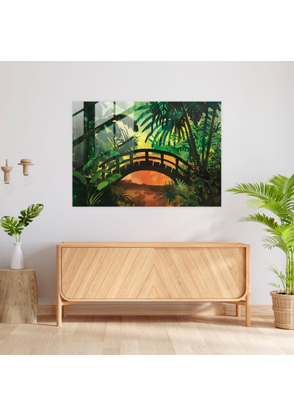 Post-Empresyonizm Cam Baskı - Köprülü Manzara Cam Duvar Sanatı - Post-Empresyonizm, Modern Sanat, Cam Duvar Sanatı, Ev Dekorasyonu, 45X30 modelleri