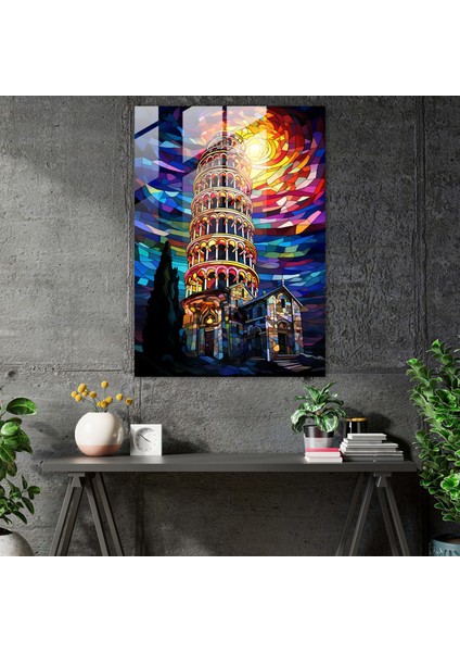 Pisa Kulesi Vitray Baskı - Pisa Kulesi, Pisa Kulesi, Duvar Dekorasyonu, Cam Sanatı, 30X45 fiyatları