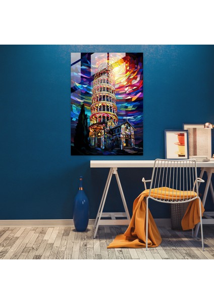 Pisa Kulesi Vitray Baskı - Pisa Kulesi, Pisa Kulesi, Duvar Dekorasyonu, Cam Sanatı, 30X45 modelleri