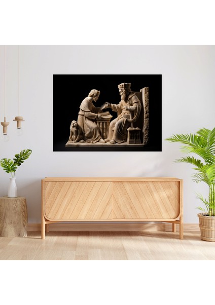 Ortaçağ Şövalyesi Taş Oymacılığı Kanvas Tablo - Ortaçağ, Ortaçağ, Kanvas Tablo, Duvar Sanatı, 50X30 fiyatları