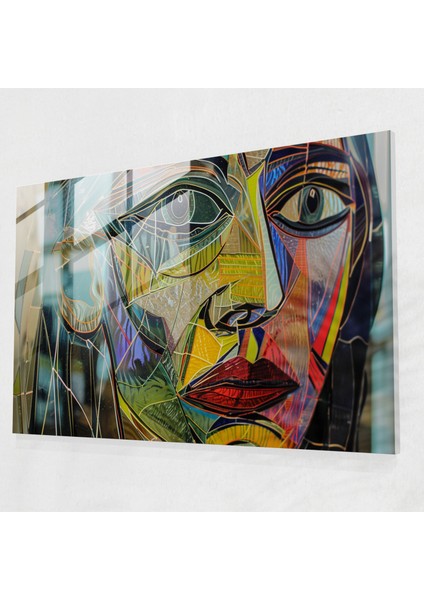 Pablo Picasso Cam Baskı: Soyut Bir Kadın Portresi - Pablo Picasso, Pablo Picasso, Ev Dekorasyonu, Cam Duvar Tablosu, 45X30