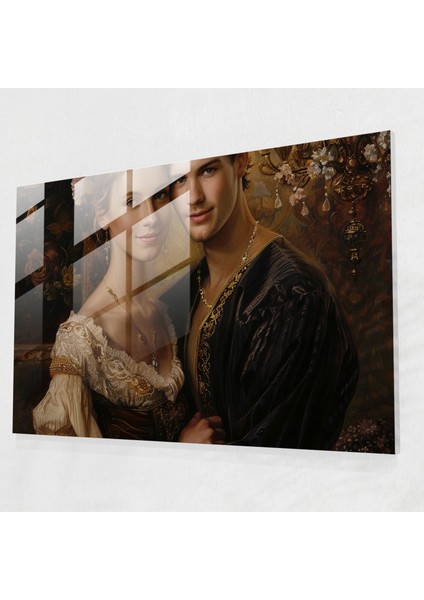 Rembrandt Çift Modern Sanat - Rembrandt, Cam Baskı, Rembrandt, Modern Sanat, 45X30