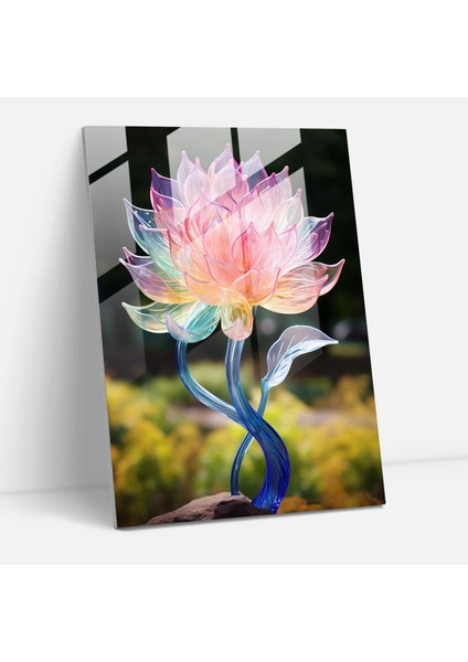 Gerçekçi Cam Heykel: Çiçek Bahçesi Cam Baskı - Gerçekçi Cam Heykel, Ev Dekorasyonu, Cam Baskı, Doğa, 30X45