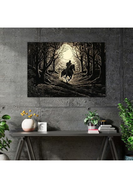 Ortaçağ Şövalyesi Gravür Duvar Sanatı - Ortaçağ, Kanvas, Ortaçağ, Şövalye, 50X30