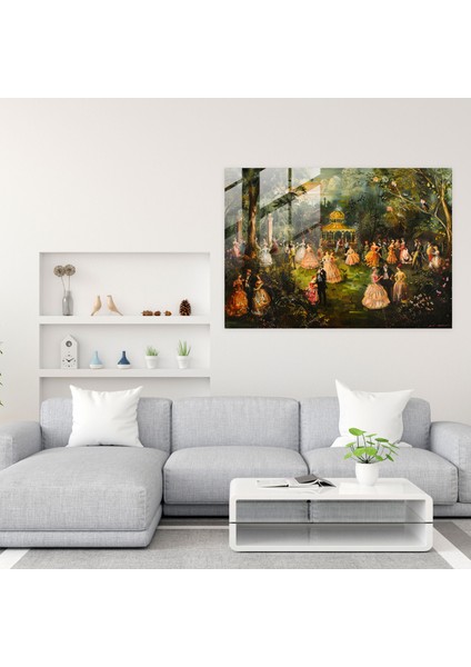 Kaprisli Bahçe Partisi Rokoko Tarzı Resim Cam Sanatı - Rokoko Tarzı Resim, Rokoko Tarzı Resim, Ev Dekorasyonu, Zarif Katılımcılar, 45X30 fiyatları