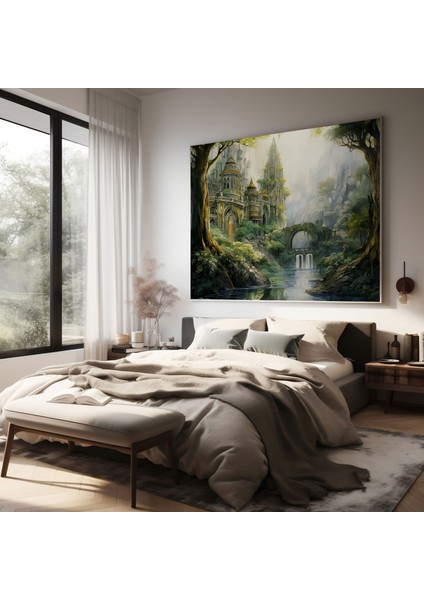 Middle Earth Lothlórien Duvar Dekorasyonu - Orta Dünya, Ev Dekorasyonu, Sakin Suluboya Sanat Eseri, Kanvas Tablo, 30X30 modelleri