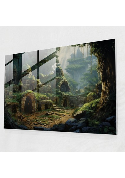 Mezolitik Peyzaj Cam Duvar Sanatı - Mezolitik, Mezolitik, Cam Sanatı, Duvar Dekorasyonu, 45X30