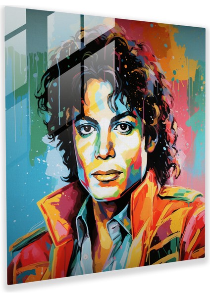 Micheal Jackson Pop Art Cam Baskı - Micheal Jackson, Cam Sanatı, Micheal Jackson, Cam Duvar Sanatı, 30X30