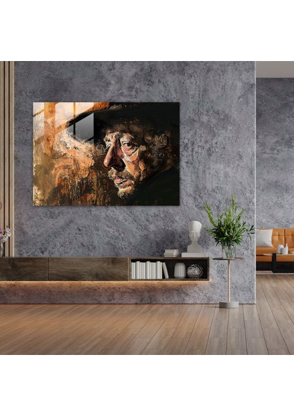 Rembrandt Cam Baskı - Otoportre - Rembrandt, Modern Sanat, Cam Sanatı, Cam Baskı, 90X60 modelleri