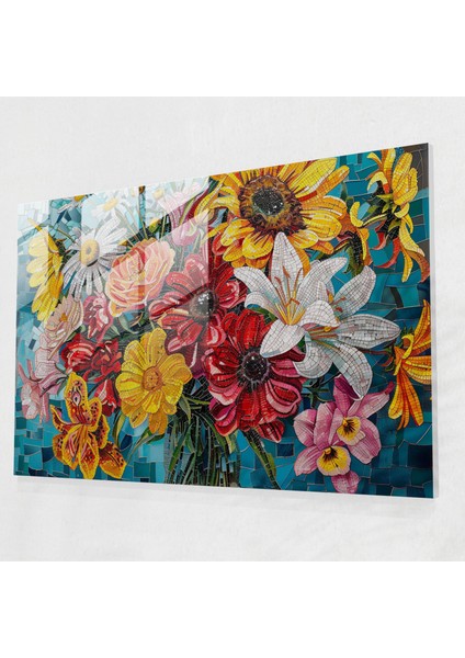 Pointilizm Buket Cam Baskı - Pointilizm, Cam Baskı, Ev Dekorasyonu, Pointilizm, 45X30