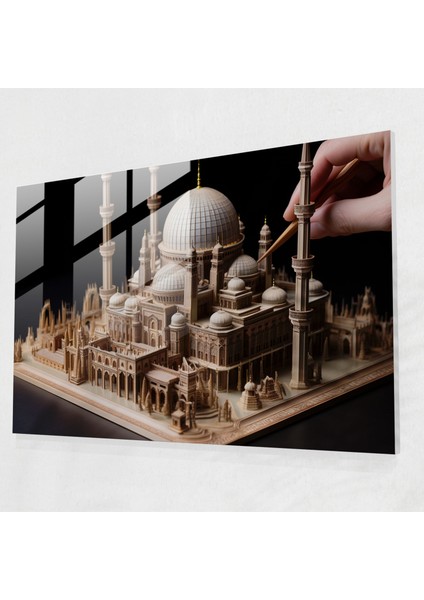 Minyatür Cami Cam Sanatı - Cami, Modern Sanat, Cami, Cam Baskı, 45X30