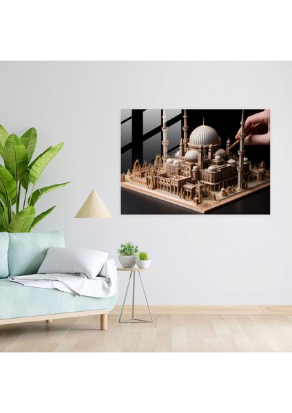 Minyatür Cami Cam Sanatı - Cami, Modern Sanat, Cami, Cam Baskı, 45X30 fiyatları