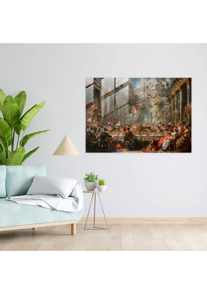 Lüks Rokoko Tarzı Duvar Dekorasyonu - Rokoko Tarzı Resim, Rokoko Tarzı Resim, Modern Sanat, Cam Sanatı, 45X30 modelleri