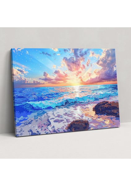 Sakin Deniz Manzarası Duvar Dekorasyonu - Noktacılık, Noktacılık, Duvar Dekorasyonu, Ev Dekorasyonu, 50X30