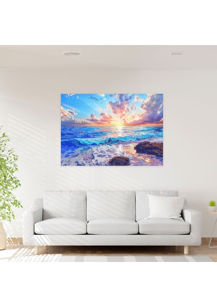 Sakin Deniz Manzarası Duvar Dekorasyonu - Noktacılık, Noktacılık, Duvar Dekorasyonu, Ev Dekorasyonu, 50X30 fiyatları