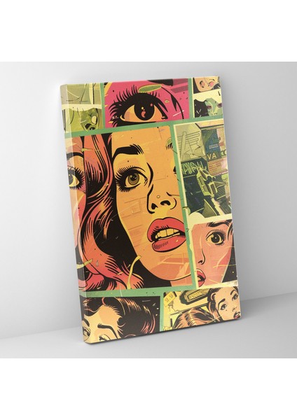 Popart Tarzı Retro Çizgi Roman Panelleri Duvar Dekorasyonu: Vintage Kanvas Tablo - Popart, Popart Style, Vintage Vibes, Duvar Süslemesi, 30X50