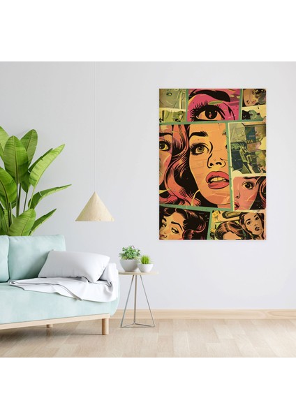 Popart Tarzı Retro Çizgi Roman Panelleri Duvar Dekorasyonu: Vintage Kanvas Tablo - Popart, Popart Style, Vintage Vibes, Duvar Süslemesi, 30X50